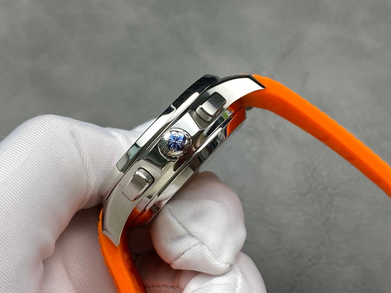 Patek Philippe Aquanaut Chronograph–Style Watch – Black Dial & Orange Strap