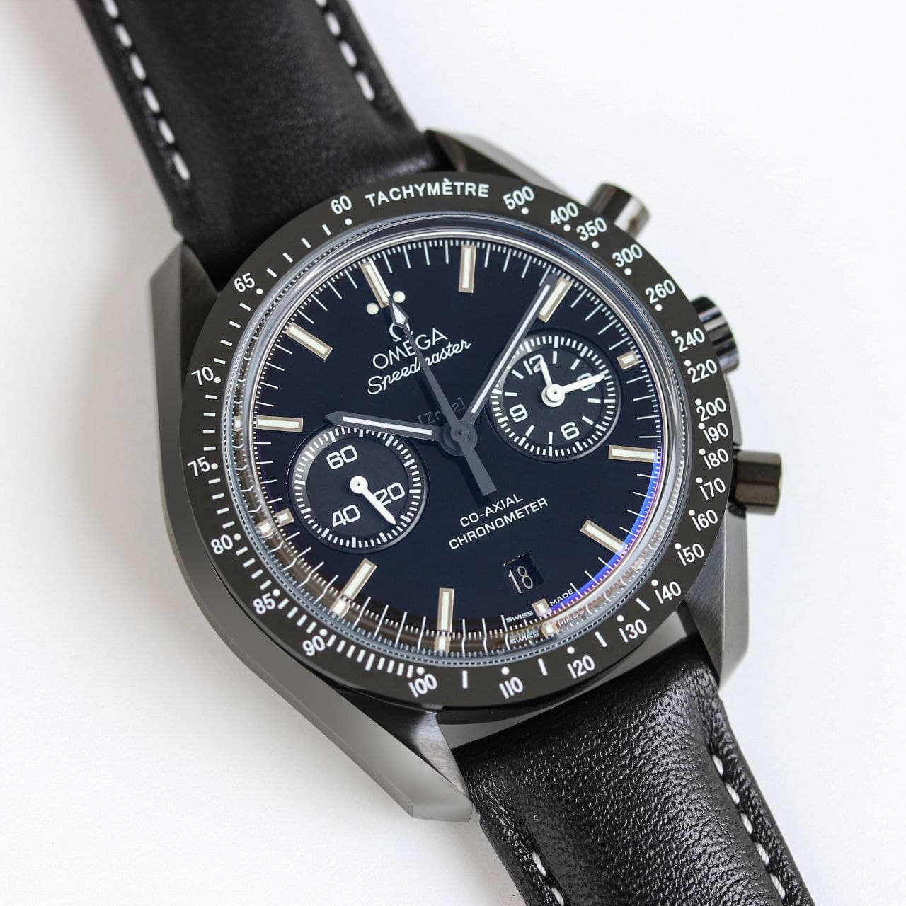 Omega Sp Black Leather Strapeedmaster